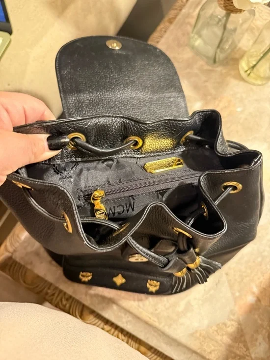 MCM Black Leather Visetos Mini Backpack with Gold Accents - Picture 14 of 16